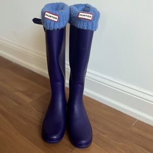 Tall Indigo Hunter Boots with Socks